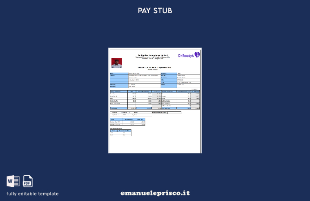 modello di busta paga Dr. Reddy's Laboratories Limited stile verificato